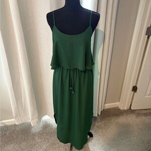 Chic Green Layered Midi Dress